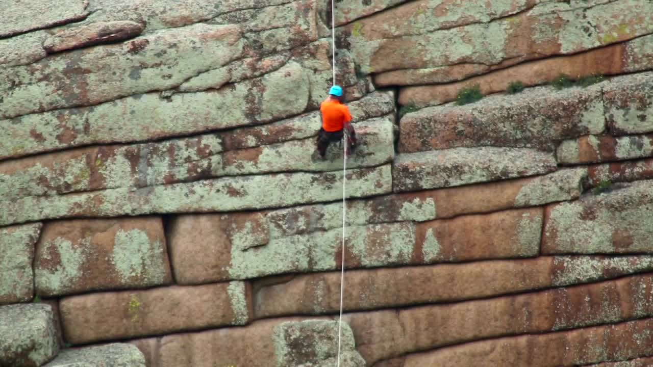 Stock Video Man Climbing Down A Rock Animated Wallpaper