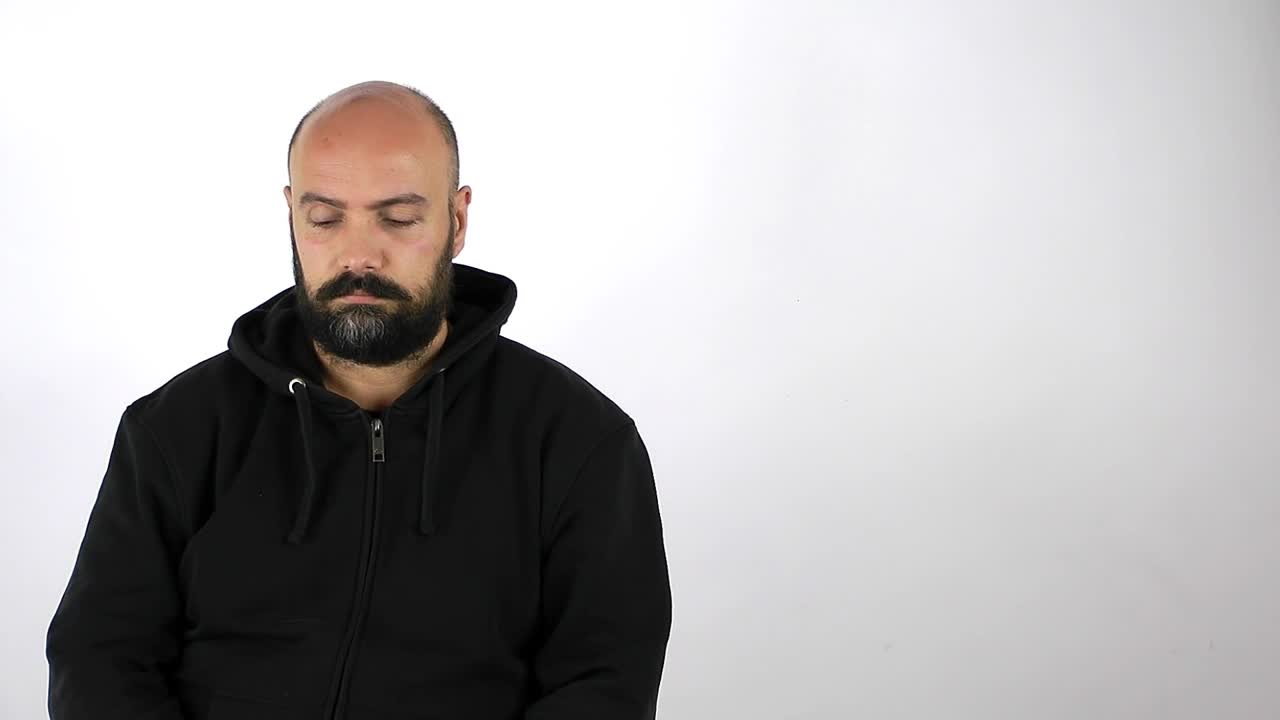 Stock Video Man Answers A Call On A White Background Animated Wallpaper