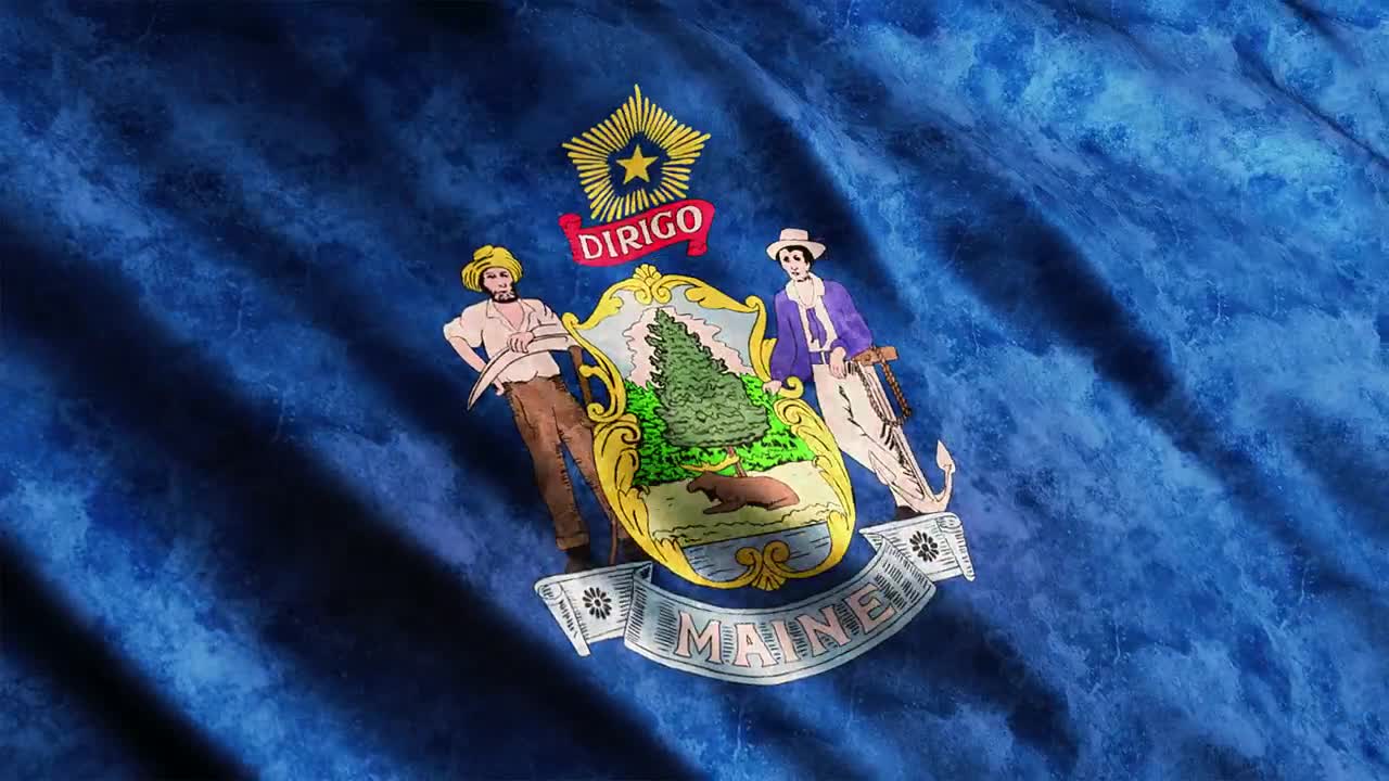 Stock Video Maine State Flag Animated Wallpaper
