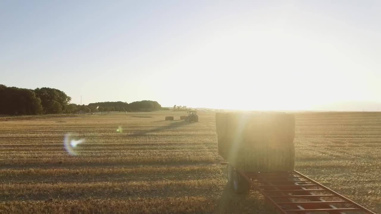 Stock Video Large Hay Bales In A Field Animated Wallpaper
