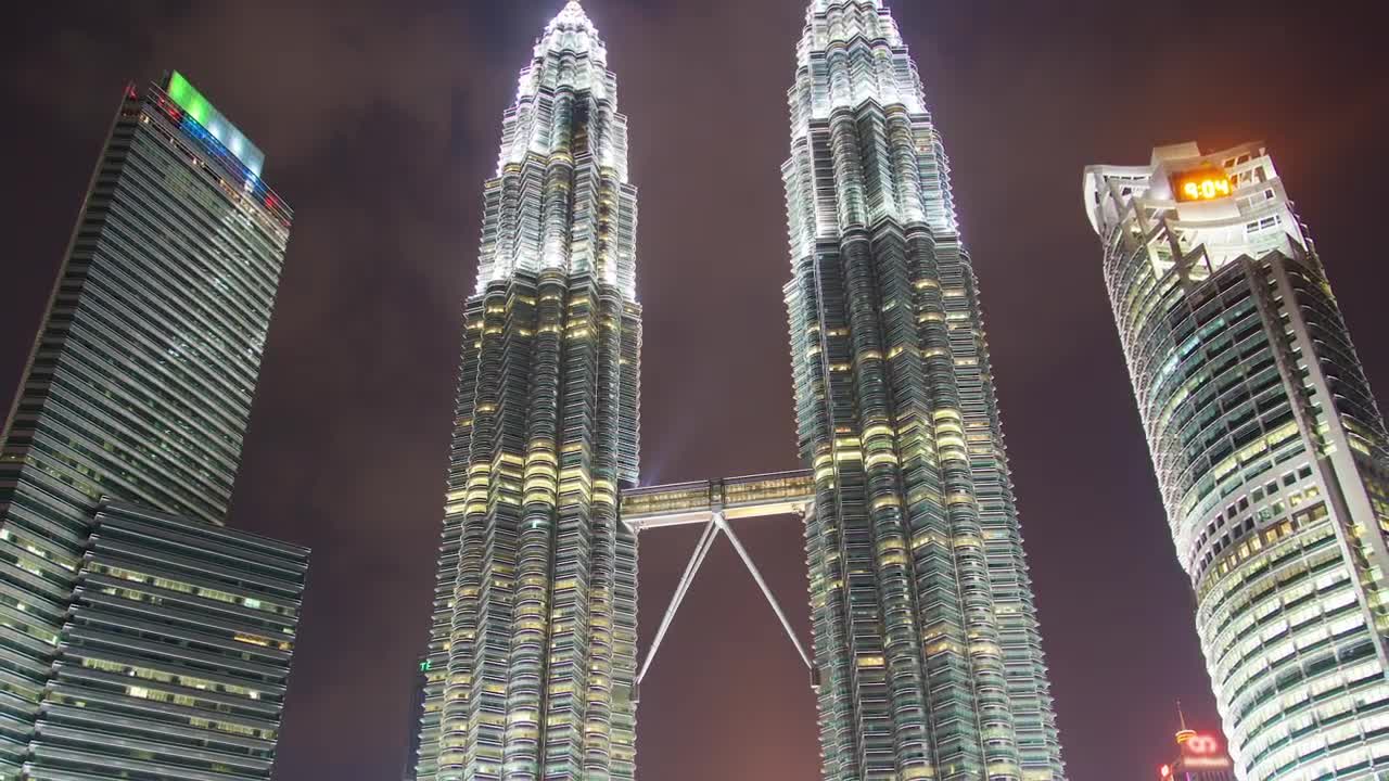 Stock Video Large Buildings Lit Up At Night Animated Wallpaper