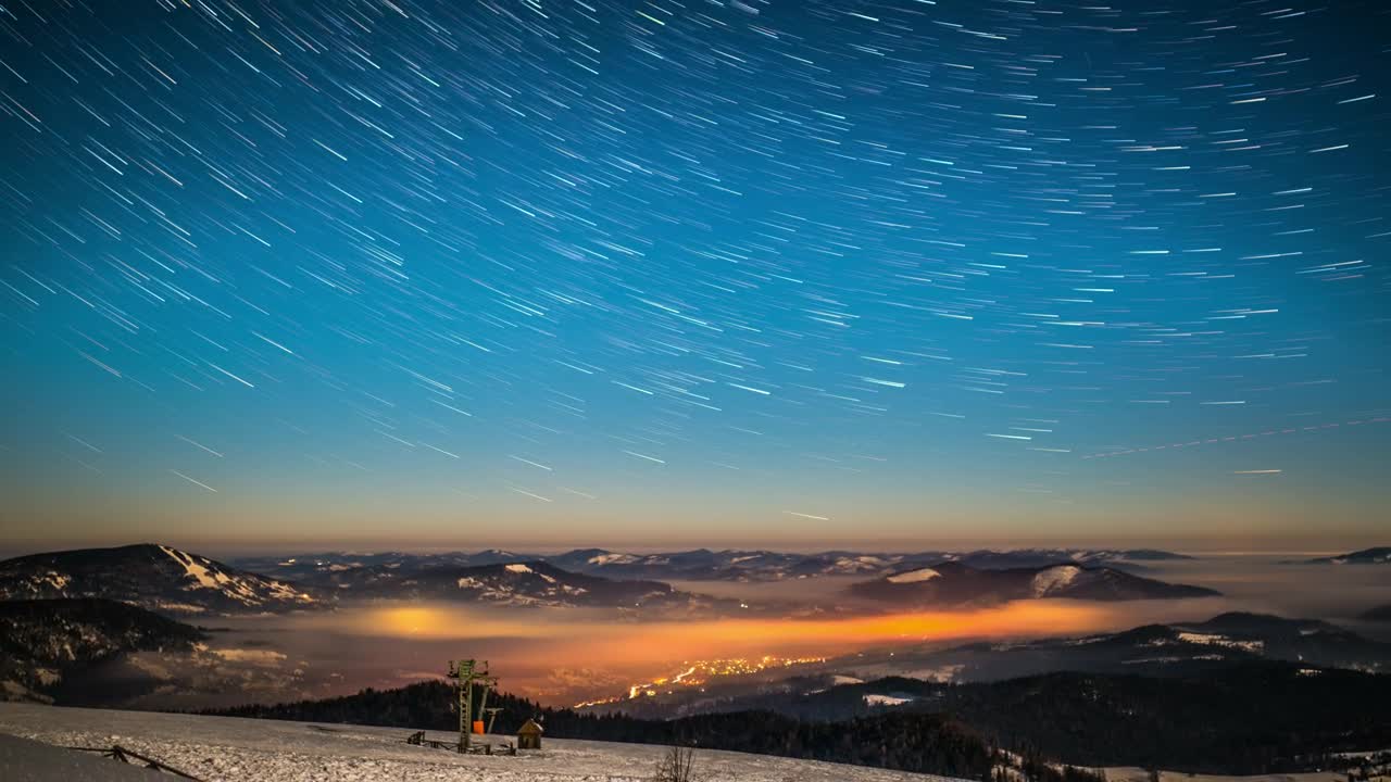 Stock Video Milky Way Moving In The Sky At Winter Landscap Animated Wallpaper