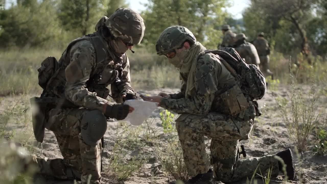 Stock Video Military Man Check In The Strategy On The Ma Animated Wallpaper