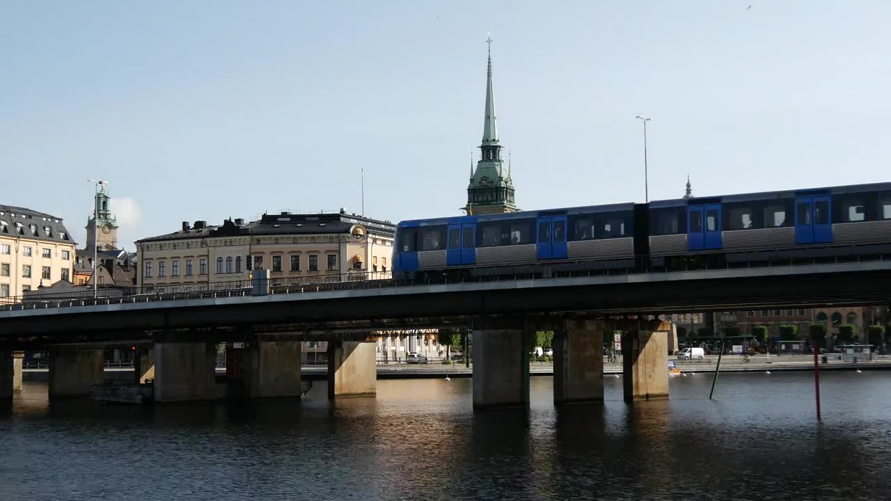 Stock Video Metros Crossing The Bridge During The Da Animated Wallpaper