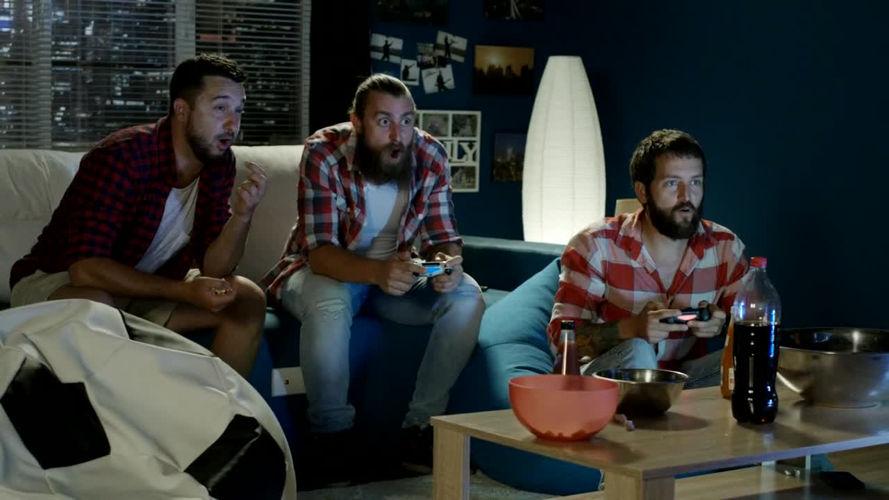 Stock Video Men Playing Video Games At Hom Animated Wallpaper