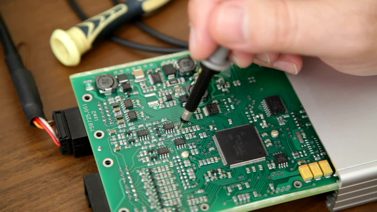 Stock Video Man Working On A Circuit Boar Animated Wallpaper