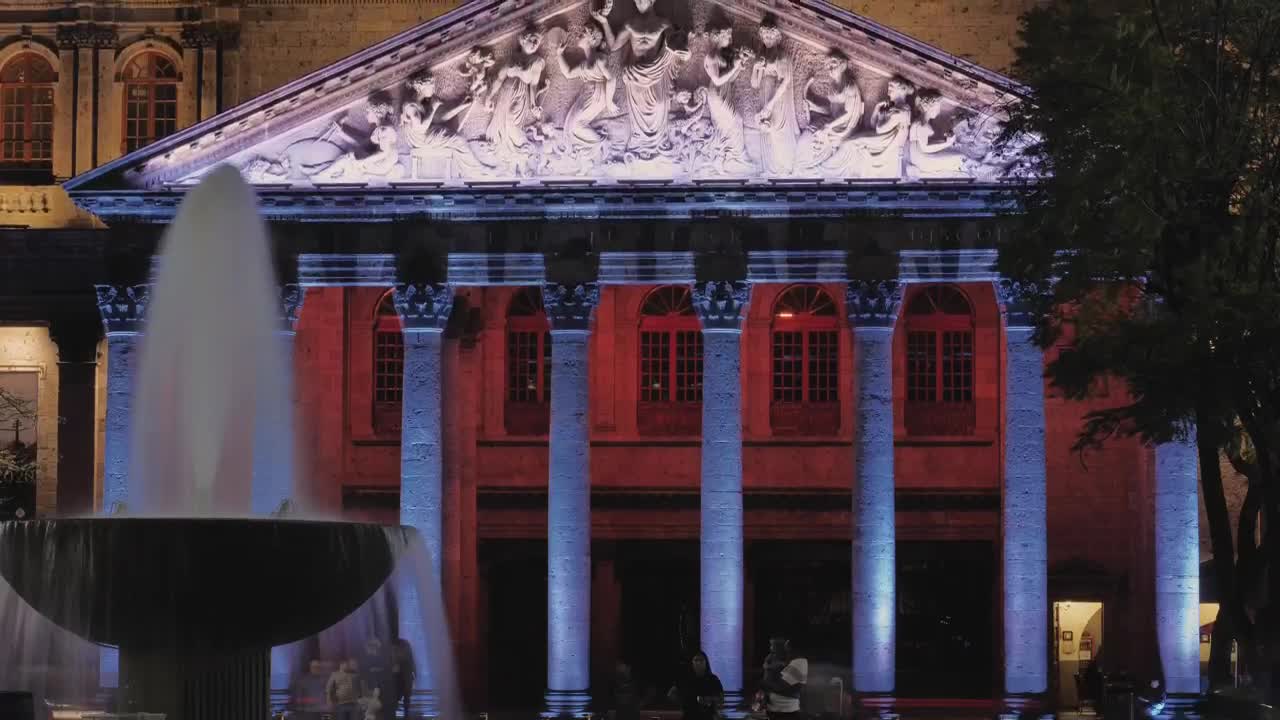 Stock Video Neoclassical Building Illuminated At Night Live Wallpaper