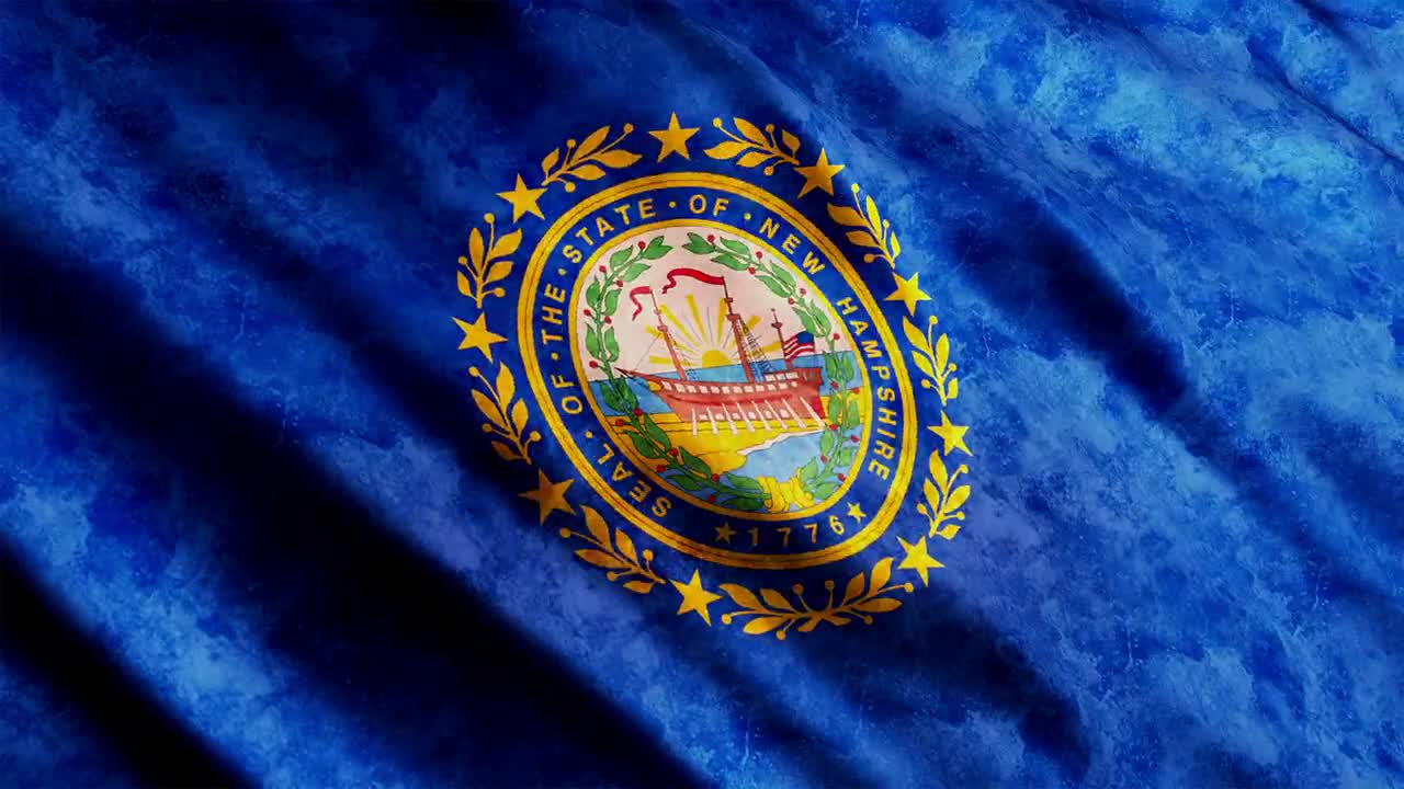 Stock Video New Hampshire Flag Waving Close Up Live Wallpaper