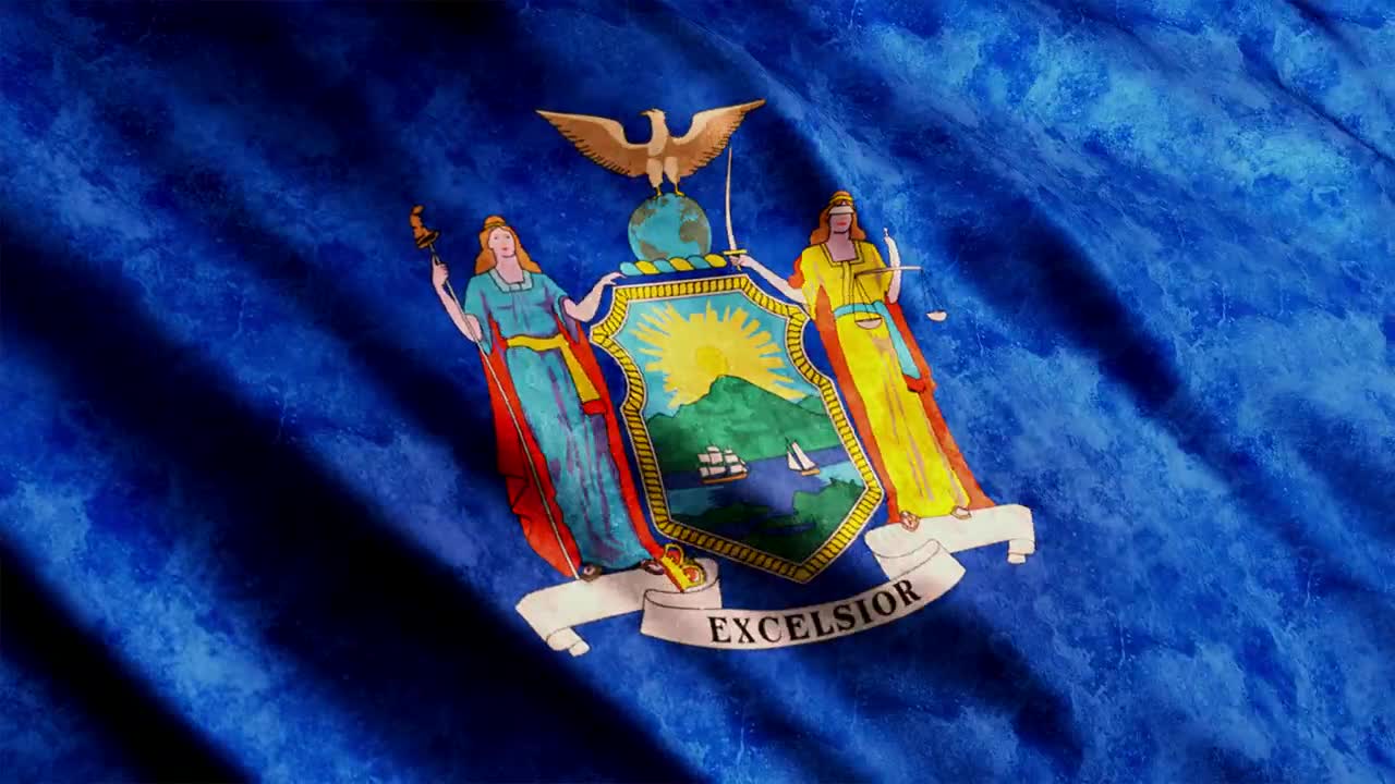Stock Video New York State Flag Waving Live Wallpaper