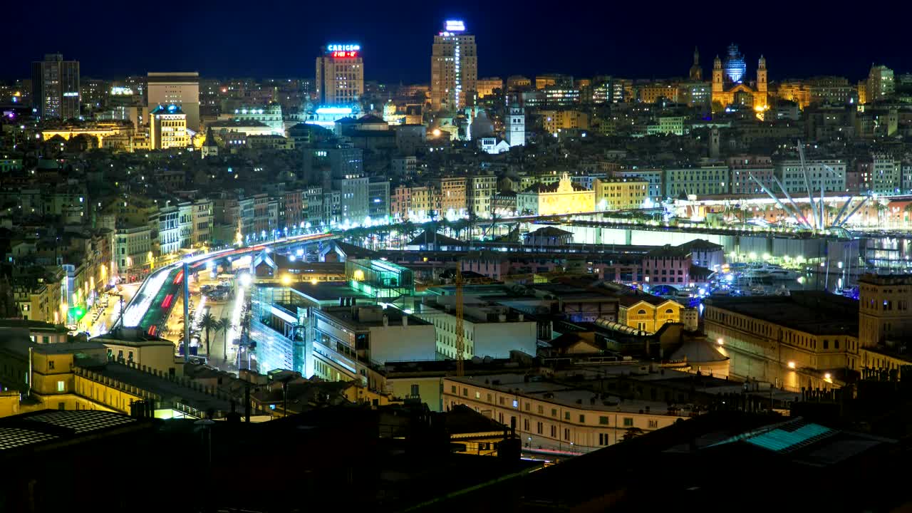 Stock Video Night Traffic In Genova Italy Live Wallpaper