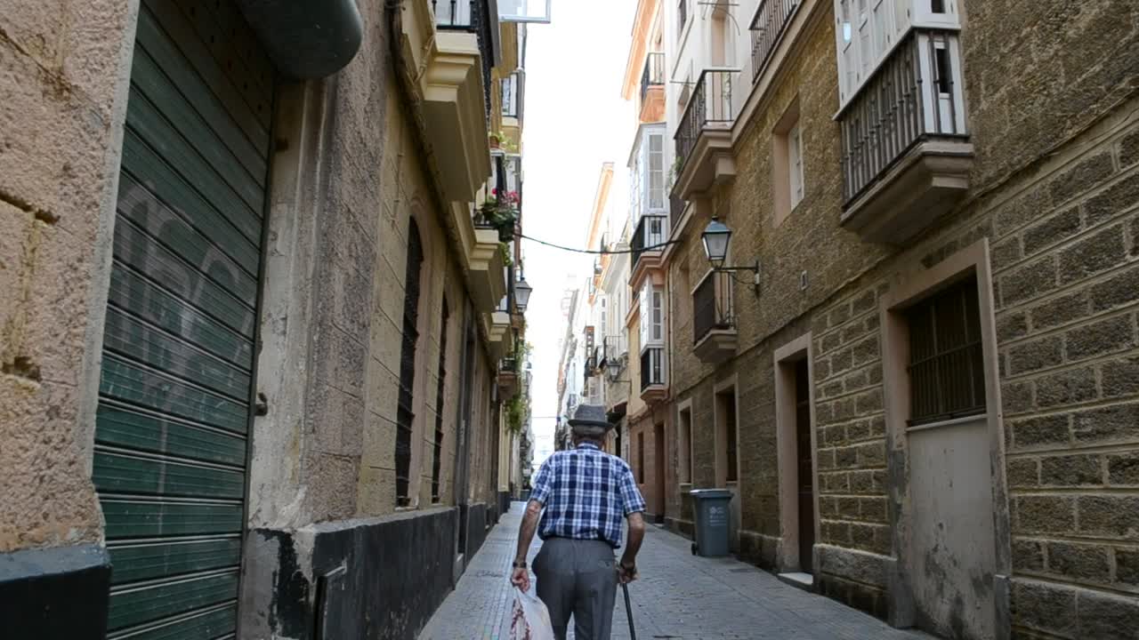 Stock Video Old Man Walking With A Bag Live Wallpaper