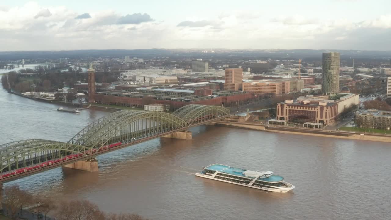 Stock Video Over A Train While Crossing A River Bridge Live Wallpaper