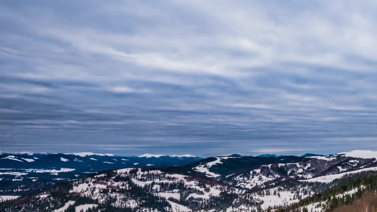 Stock Video Pan Shot Of A Cloudy Winter Landscape Live Wallpaper