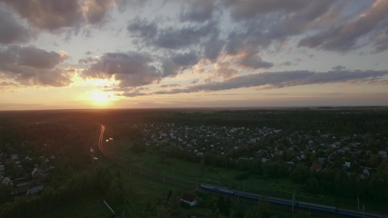 Stock Video Passenger Train Heading Out At Sunset Live Wallpaper