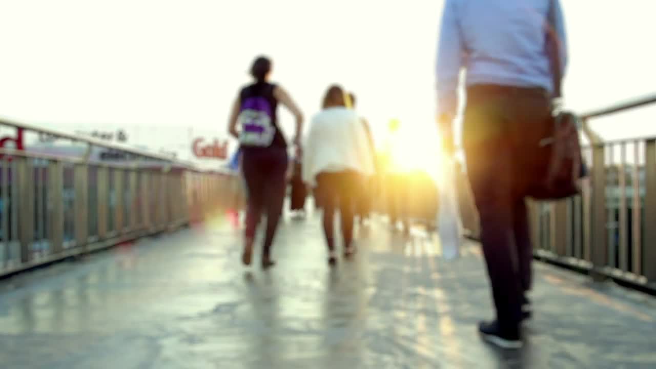Stock Video People Walking Along A Crosswalk During Sunset Live Wallpaper