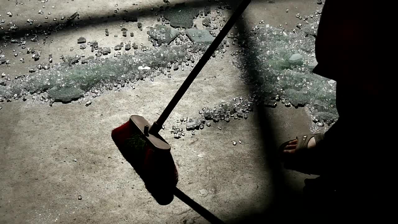 Video Stock Person Sweeping Many Broken Glass From The Floor Live Wallpaper Free