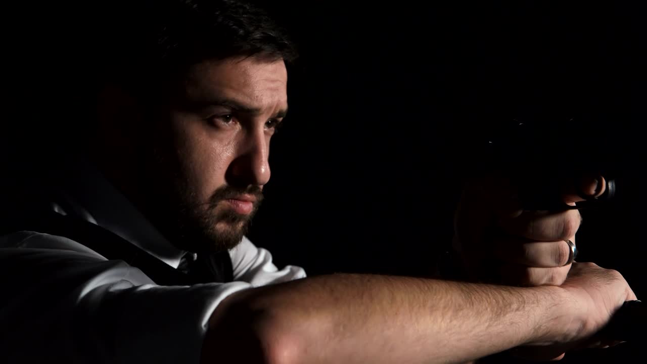 Video Stock Police Officer With A Flashlight In A Dark Room Live Wallpaper Free
