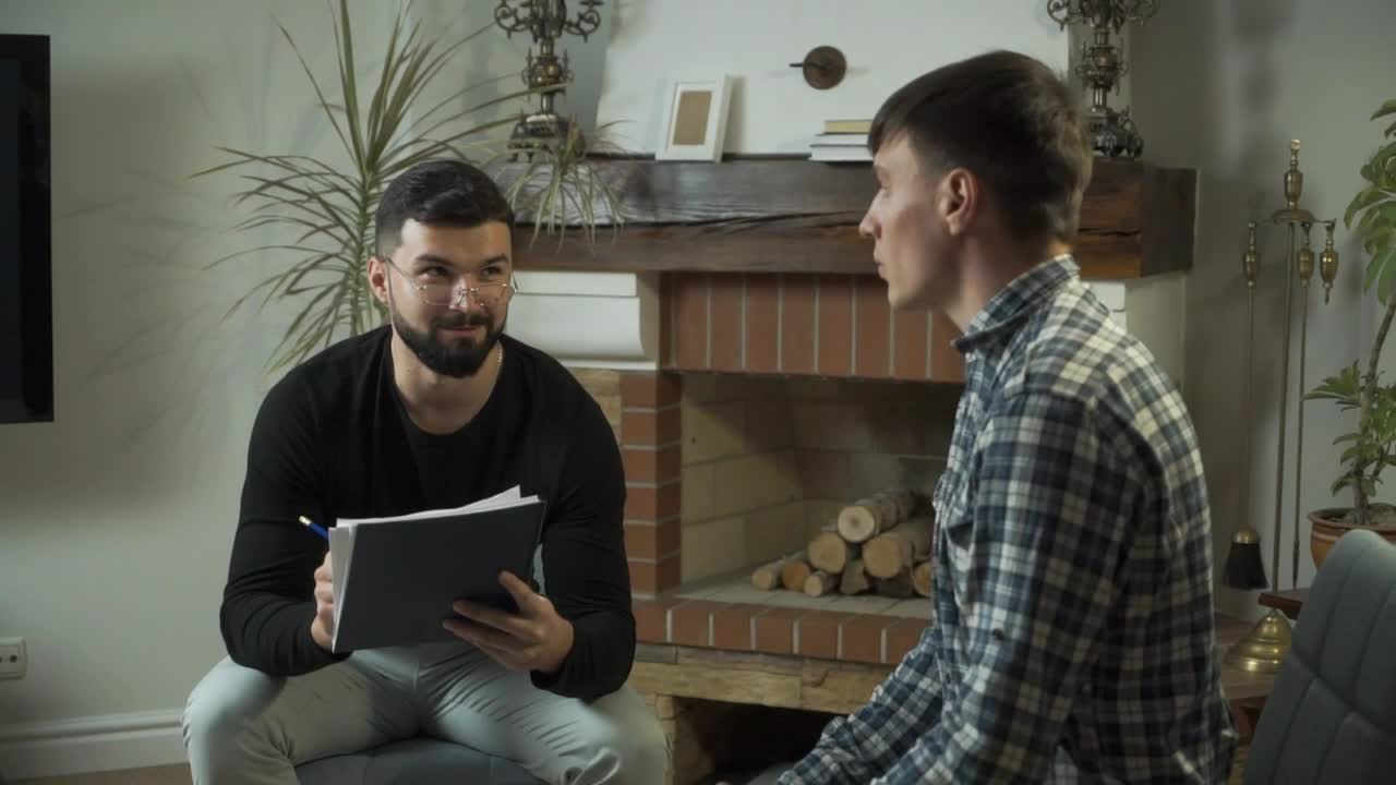 Video Stock Psychologist Counsels Man In Living Room Live Wallpaper Free
