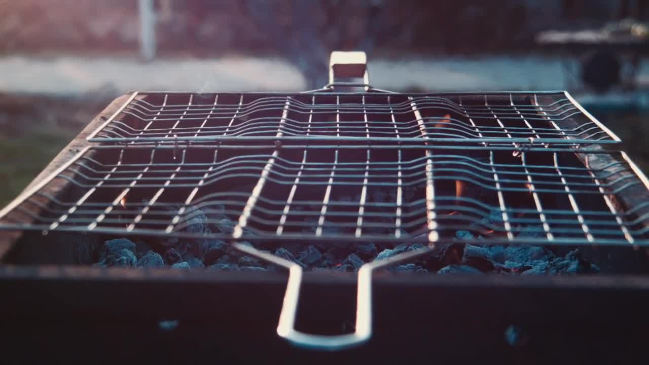 Video Stock Putting Pork Meat In The Grill Live Wallpaper Free