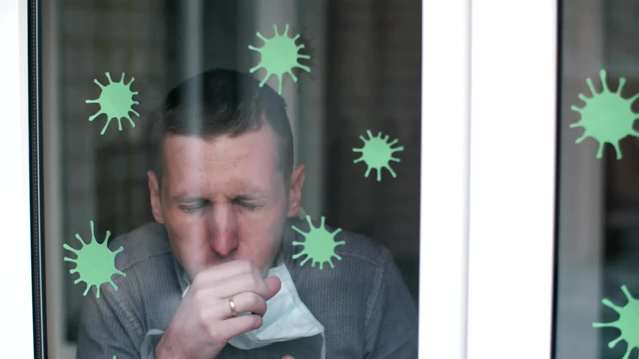 Video Stock Quarantined Man Coughing At Home Live Wallpaper Free
