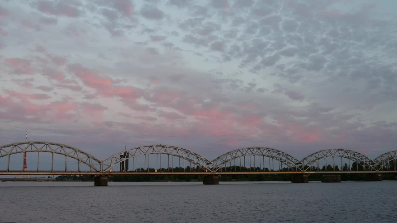 Video Stock Railway Bridge In A Pink Sunset Live Wallpaper Free