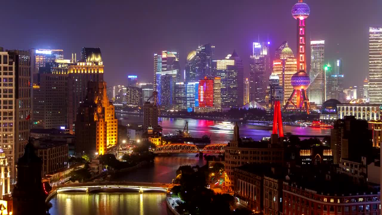 Free Stock Video River And Multicolored Flashing Buildings At Night Live Wallpaper