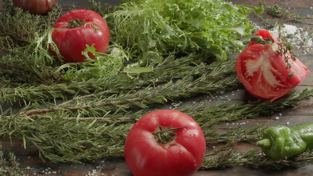 Free Stock Video Salad Ingredients On A Wooden Table Live Wallpaper