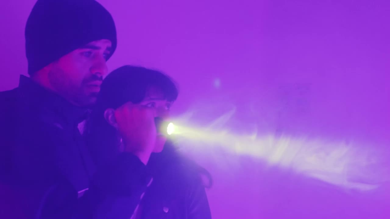 Free Stock Video Scared Man And Woman Exploring With A Flashlight Live Wallpaper
