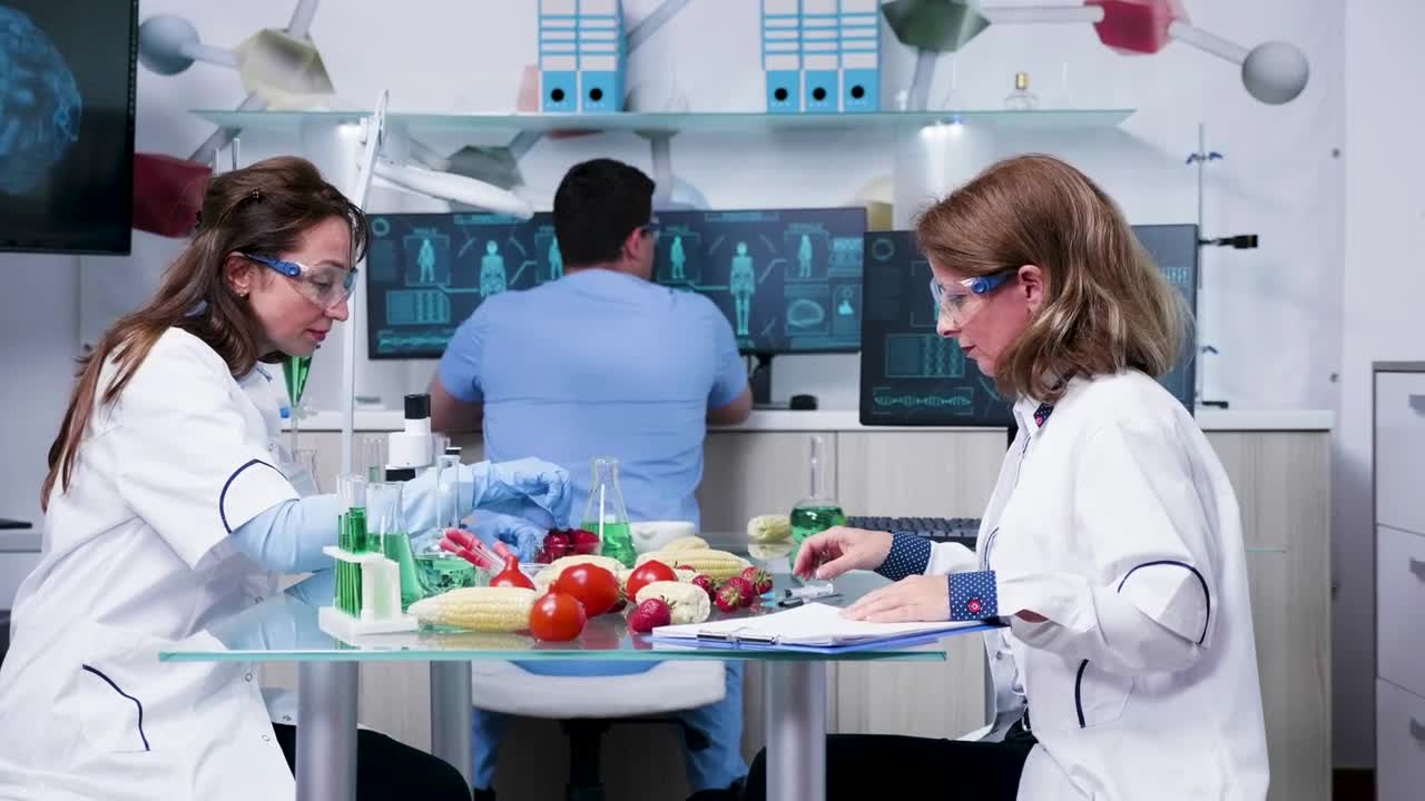 Free Stock Video Scientists Testing Vegetable Samples Live Wallpaper
