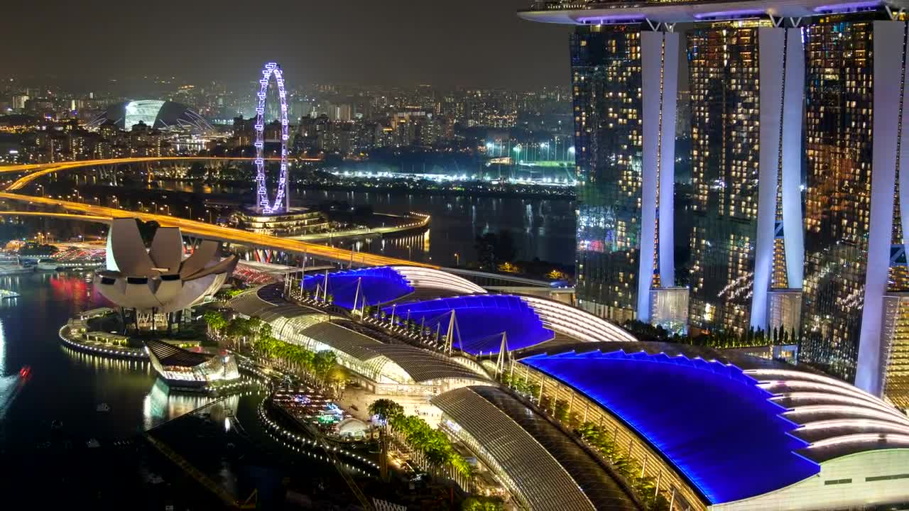 Free Stock Video Singapore Marina Bay Area At Night Live Wallpaper