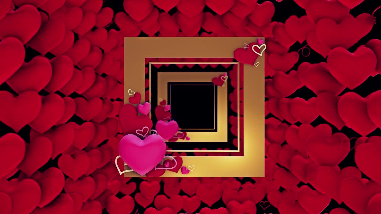 Free Video Stock Square Shaped Frames And Red Hearts Live Wallpaper