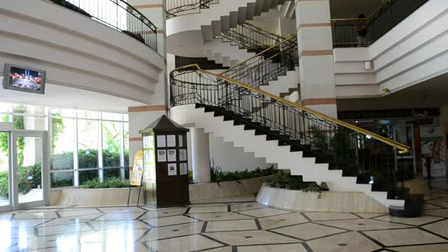 Free Video Stock Stairs Heading Up Through A Large Hotel Live Wallpaper