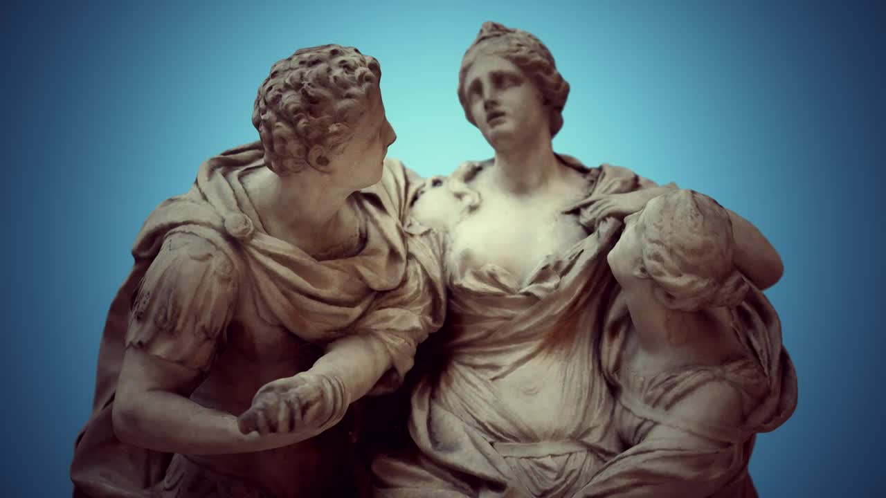 Free Video Stock Statue Against A Blue Background Live Wallpaper