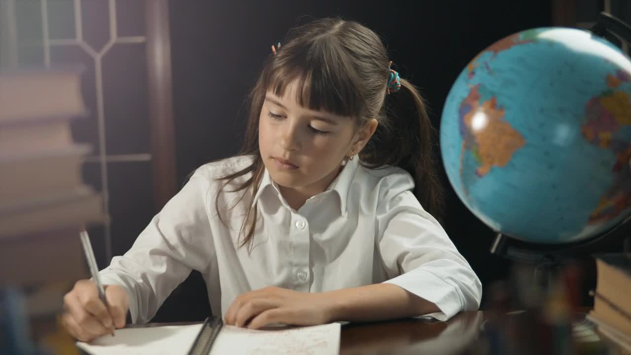 Free Video Stock Student Girl Poses Next To A Globe Live Wallpaper