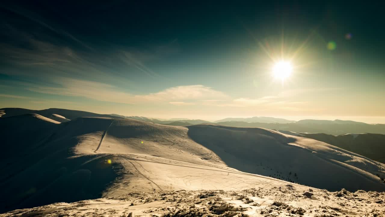 Free Video Stock sunset over snowy mountains timelapse Live Wallpaper