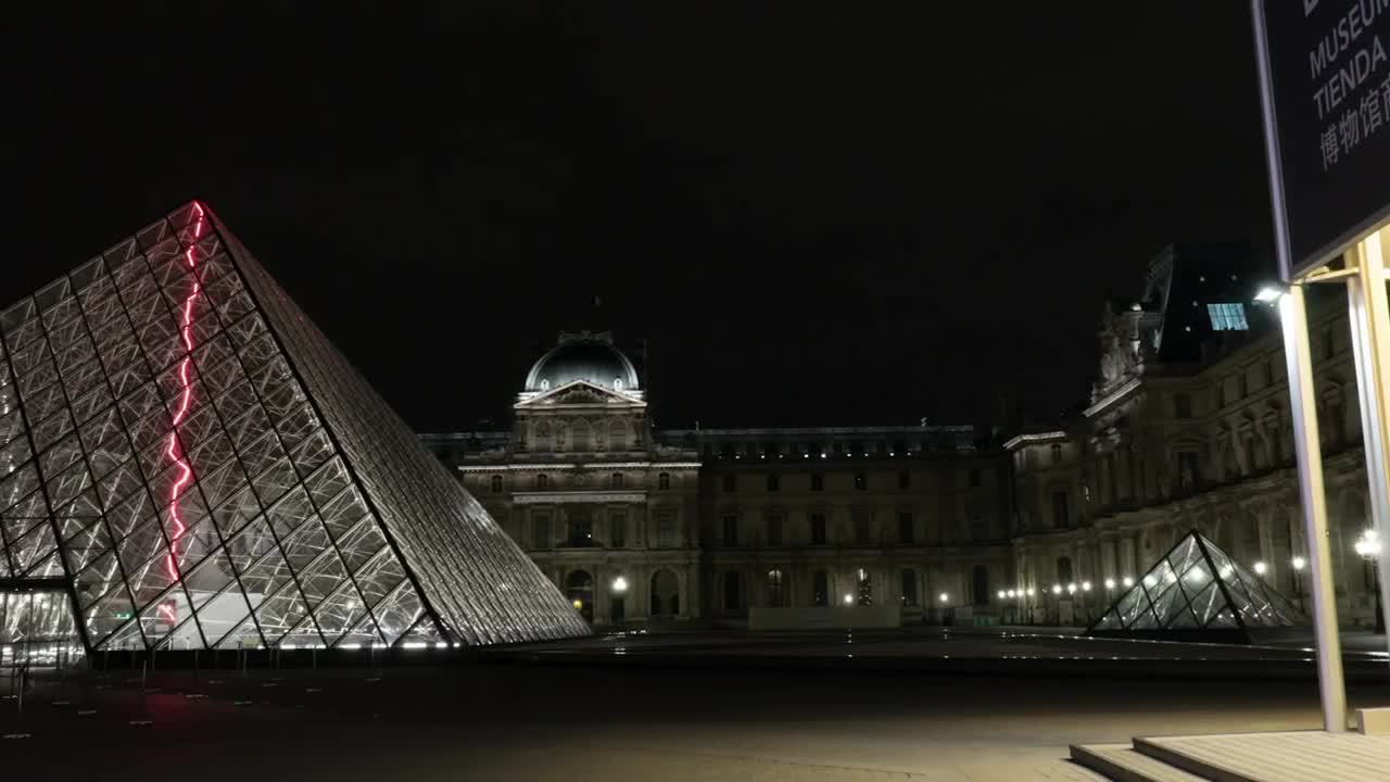 Free Video Stock the louvre at night Live Wallpaper