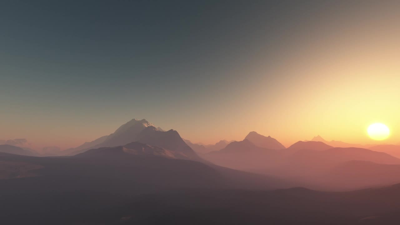 Free Video Stock through mountains illuminated by sunset light Live Wallpaper