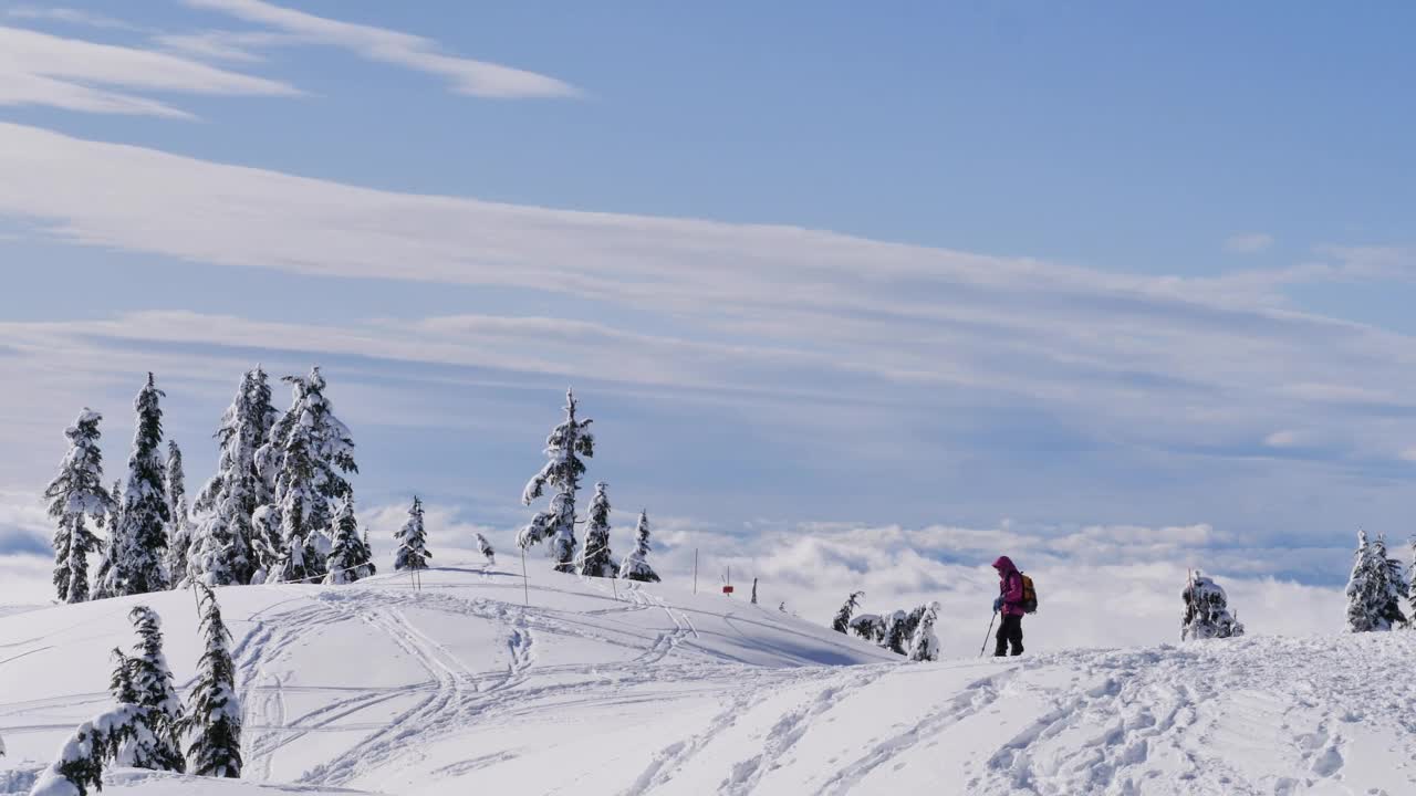 Free Video Stock tourist on top of a snowy mountain Live Wallpaper