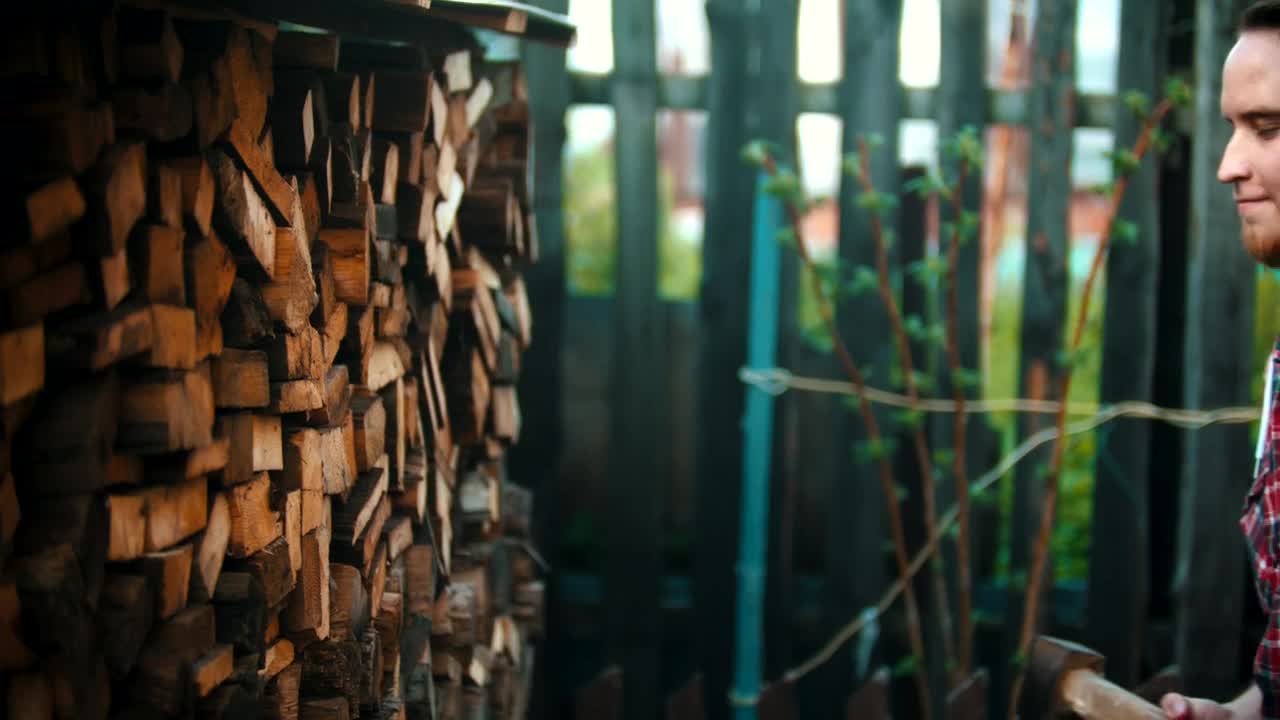Free Stock Video Young Lumberjack Smiling With An Ax In His Hand Live Wallpaper