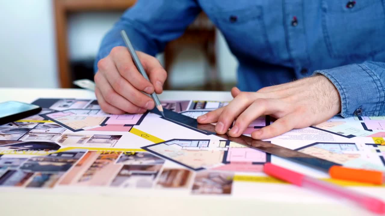 Free Stock Video Young Architect Working On A Blueprint Live Wallpaper