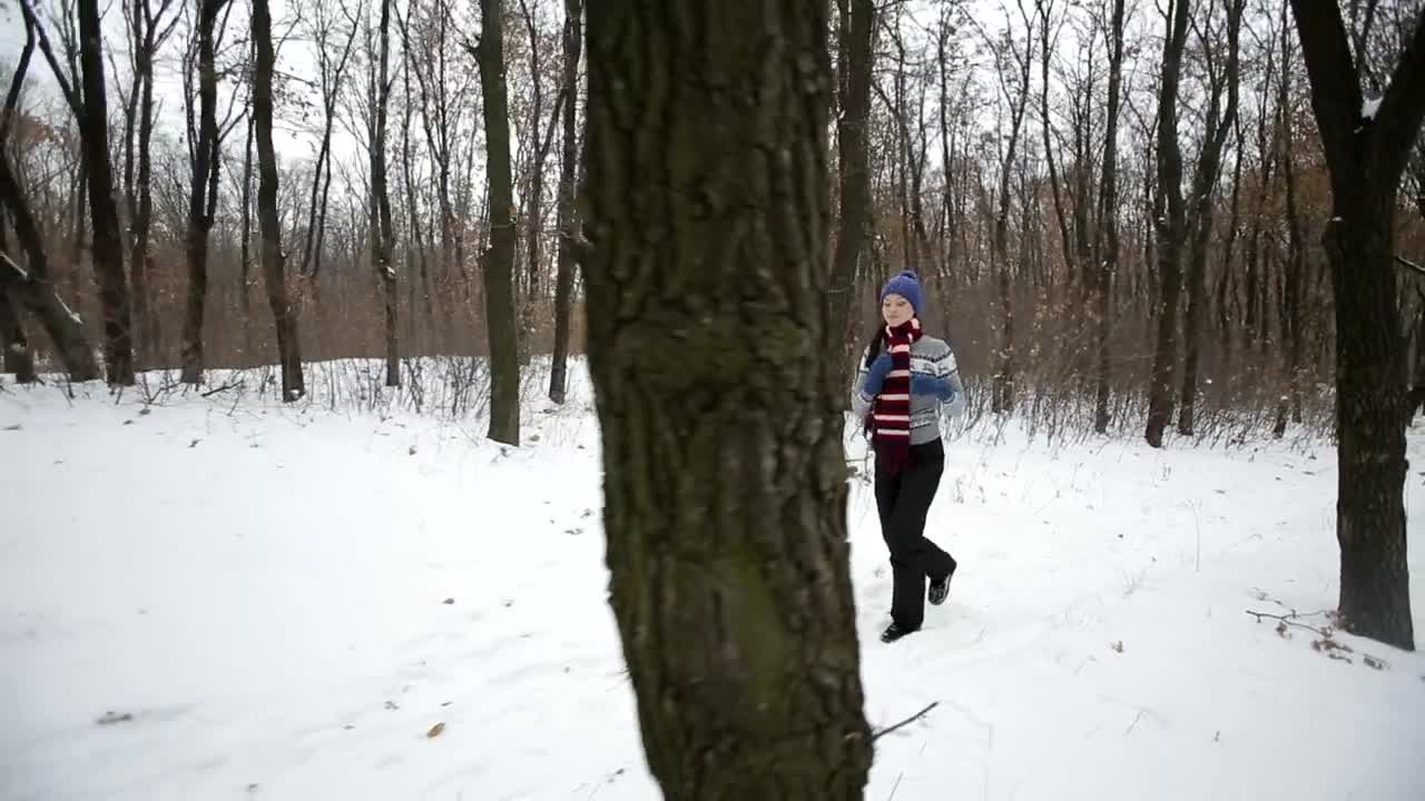 Free Stock Video Woman Exercising In A Winter Forest Live Wallpaper