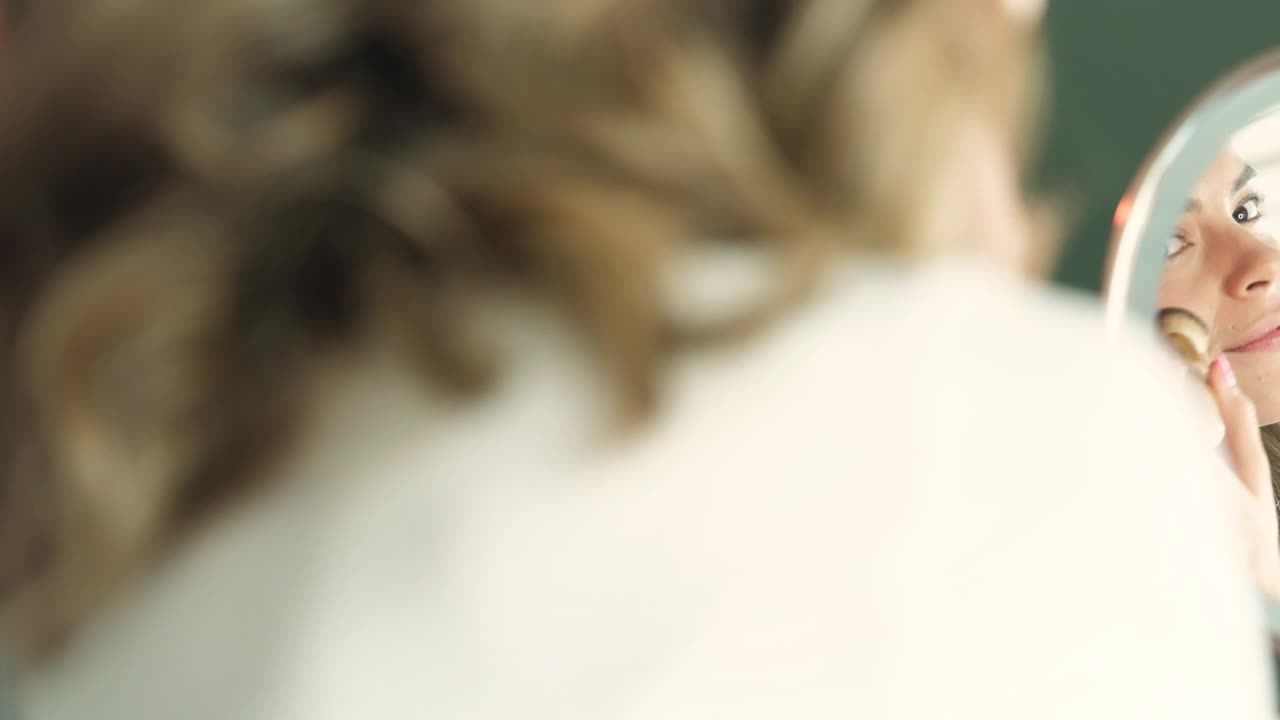   Stock Footage Woman Applying Her Blush Live Wallpaper