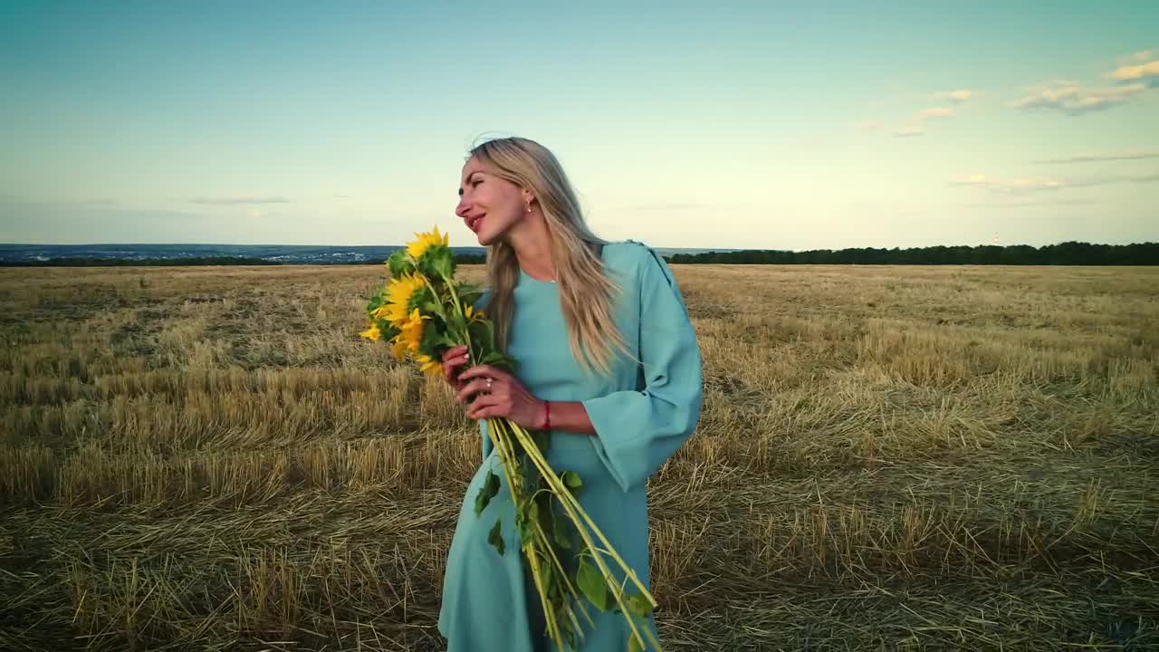   Stock Footage Woman And Sunflowers In The Countryside Live Wallpaper