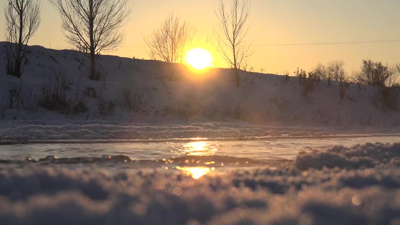   Stock Footage Winter River Mist In Snow Landscape Live Wallpaper