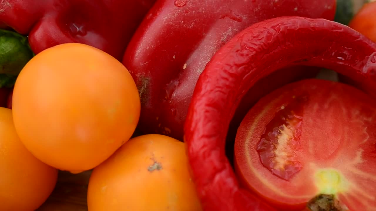   Stock Footage Various Wet Vegetables Live Wallpaper