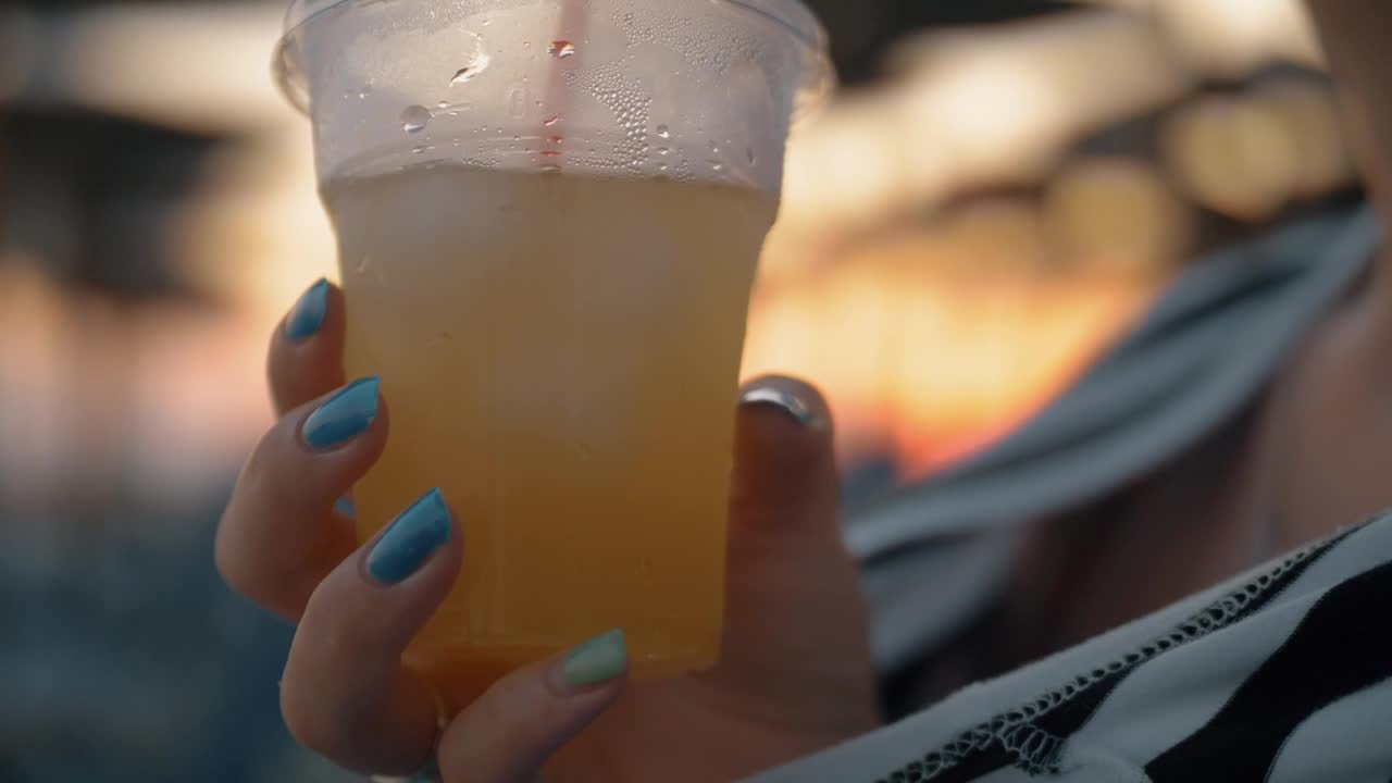 Stock Footage Woman Drinking Cold Lemonade Live Wallpaper Free