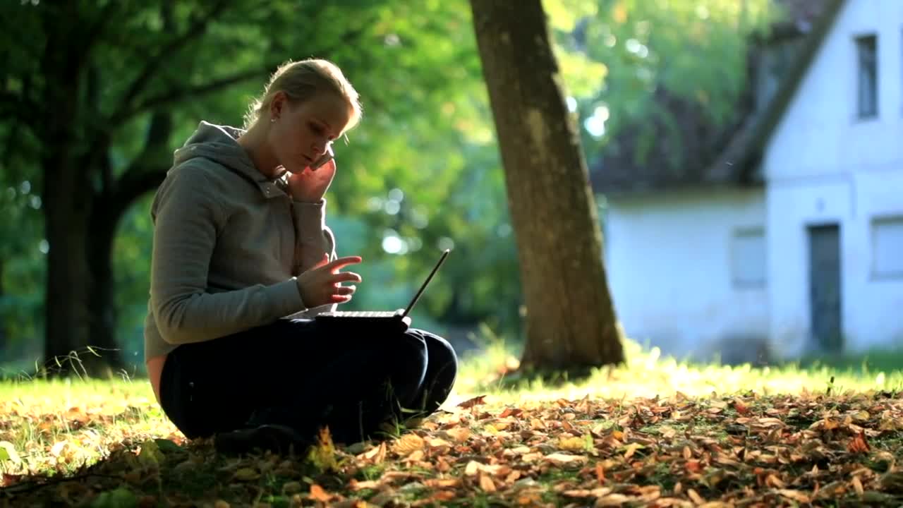 Stock Footage Woman Working From The Yard Live Wallpaper Free