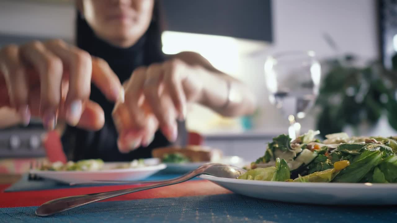 Stock Footage Young Woman Eating Healthy Live Wallpaper Free