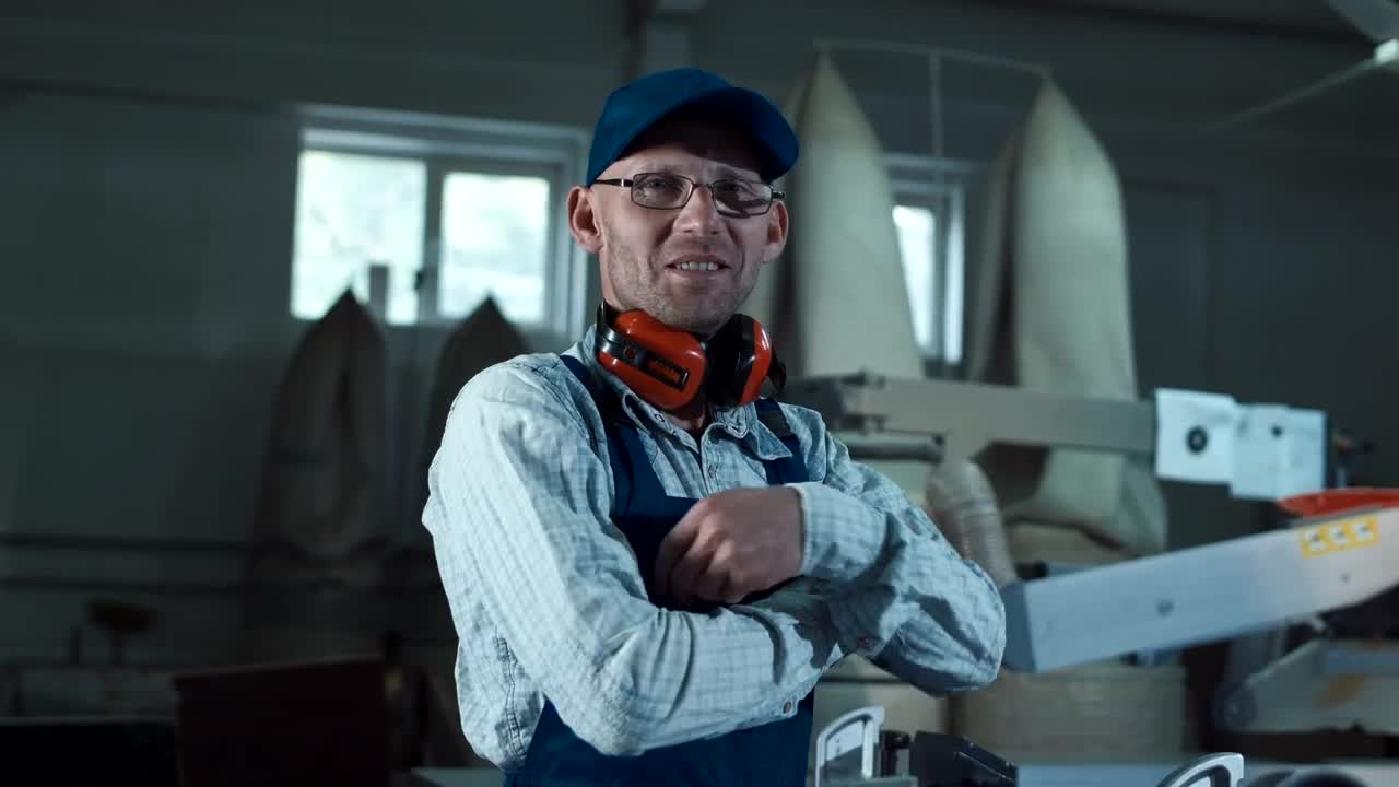 Stock Footage Worker Posing To Camera In Workshop Live Wallpaper Free