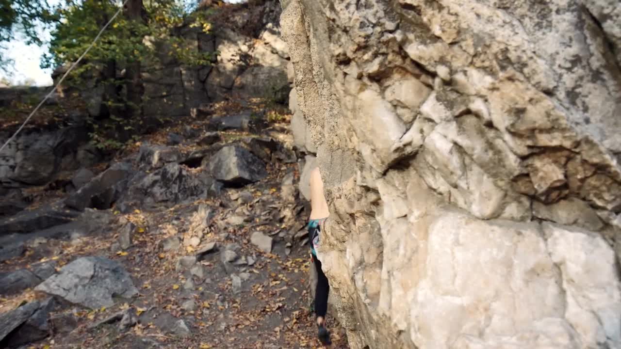 Stock Footage Young Man Climbing A Rock Live Wallpaper Free